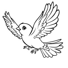 Obraz premium Cute dove coloring page isolated on white background, summer animal outline coloring page for kids 