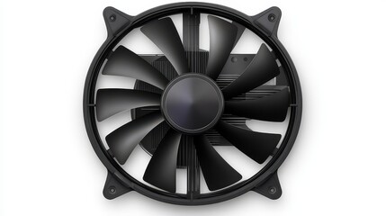 Obraz premium Black computer cooling fan with nine blades and radial frame