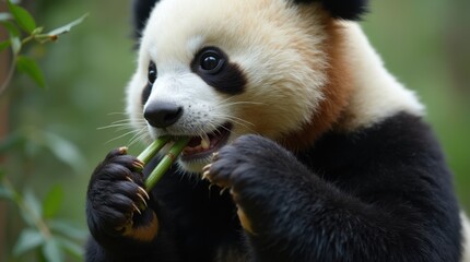 Fototapeta premium High-Resolution Panda Eating Bamboo