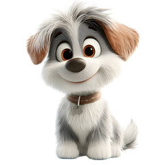 Obraz premium A Fluffy 3D Cartoon Dog with Floppy Ears and a Wagging Tail Isolated on Transparent Background