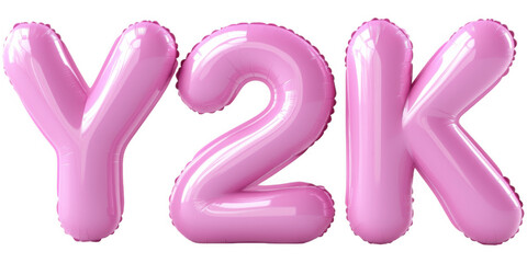Pink balloon letters spelling Y2K at a festive event for the new millennium celebration