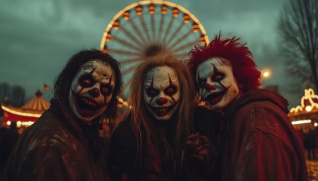 Scary clowns at a carnival
