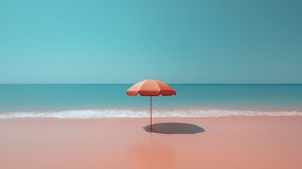 Coral Beach Sunset Umbrella Seascape
