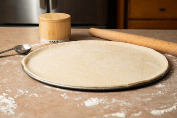 Homemade Pizza Crust on counter