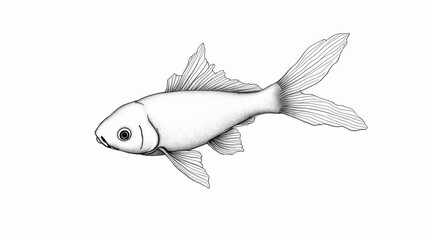 Obraz premium Simple Line Drawing of a Koi Fish Swimming
