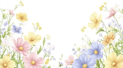 Beautiful background template made of Spring flowers.