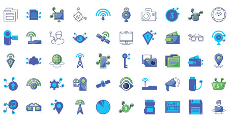 Fototapeta premium Set of digital icons in vector with white background