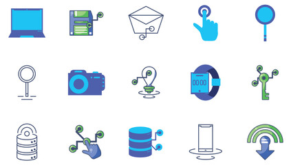 Set of digital icons in vector with white background