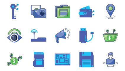 Set of digital icons in vector with white background