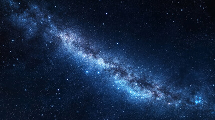 A stunning view of the Milky Way galaxy stretching across the deep blue cosmic sky filled with countless stars  
