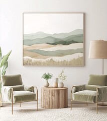 Modern Living Room Interior with Abstract Artwork