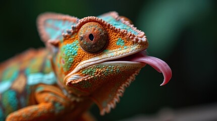 Chameleon Catching Prey: High-Resolution Close-Up