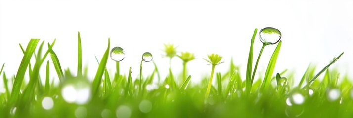 Green fresh grass lawn in Spring.