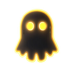 Snapchat Ghost Icon with Glowing Eyes Isolated on Transparent Background