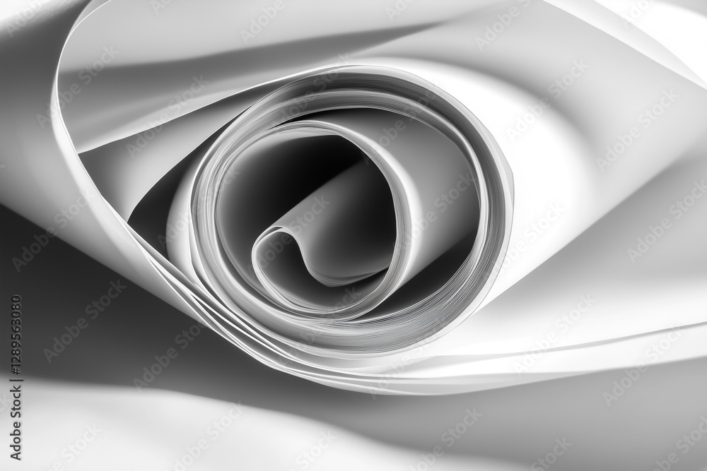 Poster elegant white paper texture with smooth curves and soft shadows for creative projects