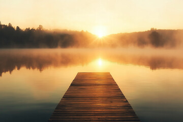 Fototapeta premium sunrise on the lake