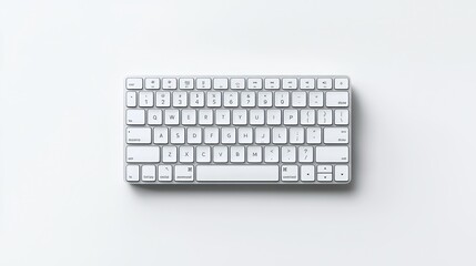 Flatlay of white keyboard on white background