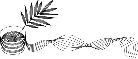 Stylized Plant and Abstract Wave Design