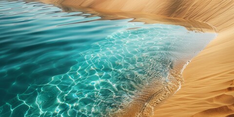 Orilla de una laguna en un desierto, agua cristalina en un oasis, desierto inundado