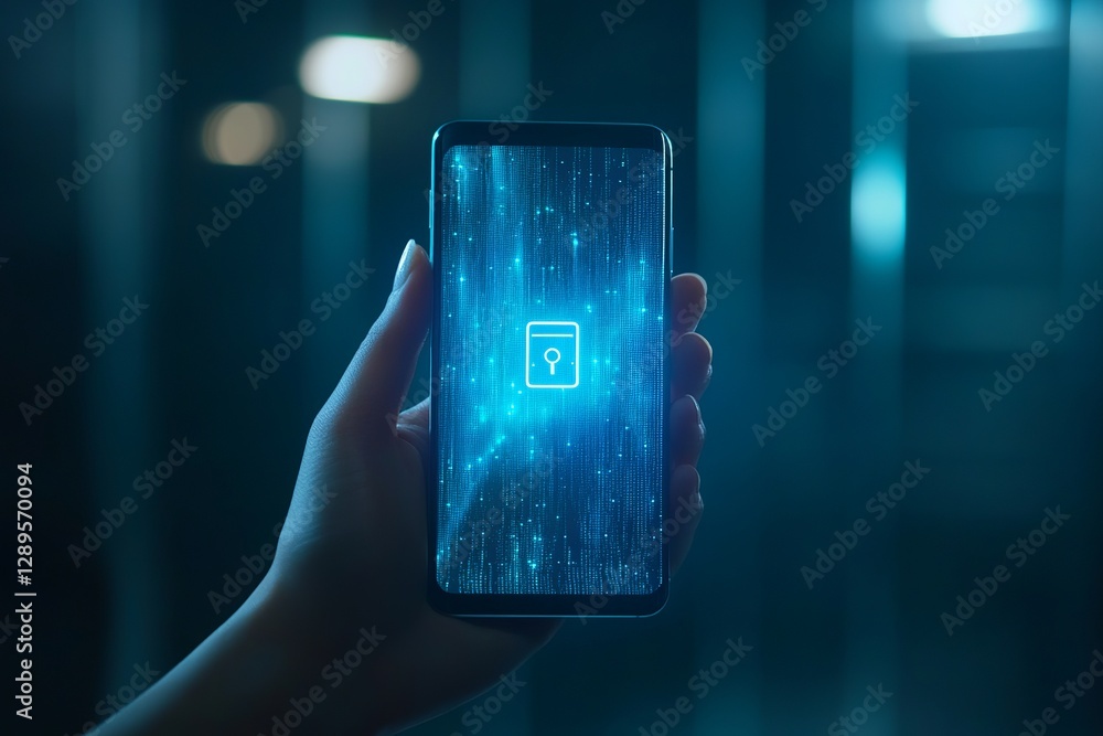 Aufkleber digital security mobile phone data encryption protection privacy secure smartphone technology networ
