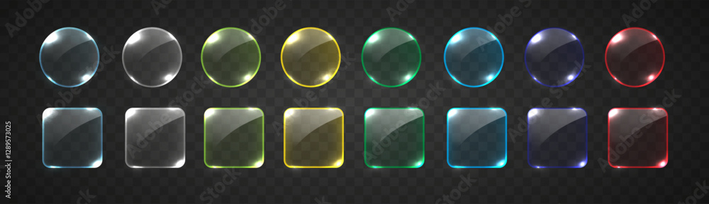 Poster glass buttons isolated icon. color glossy web button for website or app.