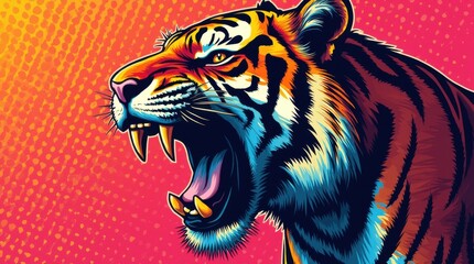 Obraz premium Roaring Tiger Pop Art Illustration