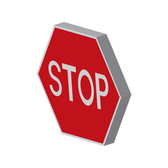 Vector image of a 3D traffic sign icon with a white background