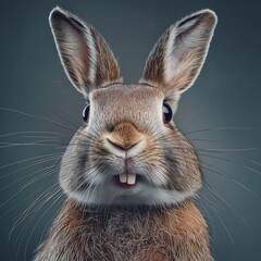 Obraz premium An endearing rabbit grinning widely, radiating warmth and friendliness.