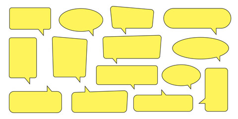 Obraz premium Chat bubble in yellow, speech bubble, message box set. Yellow background quotespeech bubble.