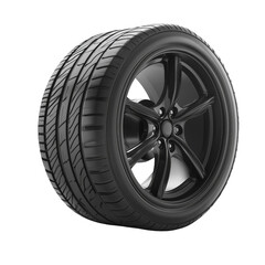 Obraz premium High-performance car tire with tread pattern isolated on transparent background