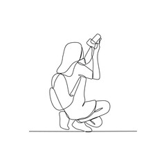 One continuous line drawing of Photographer is on duty vector design illustration. Photographer design illustration simple linear style vector concept. Photographer illustration for your asset design.