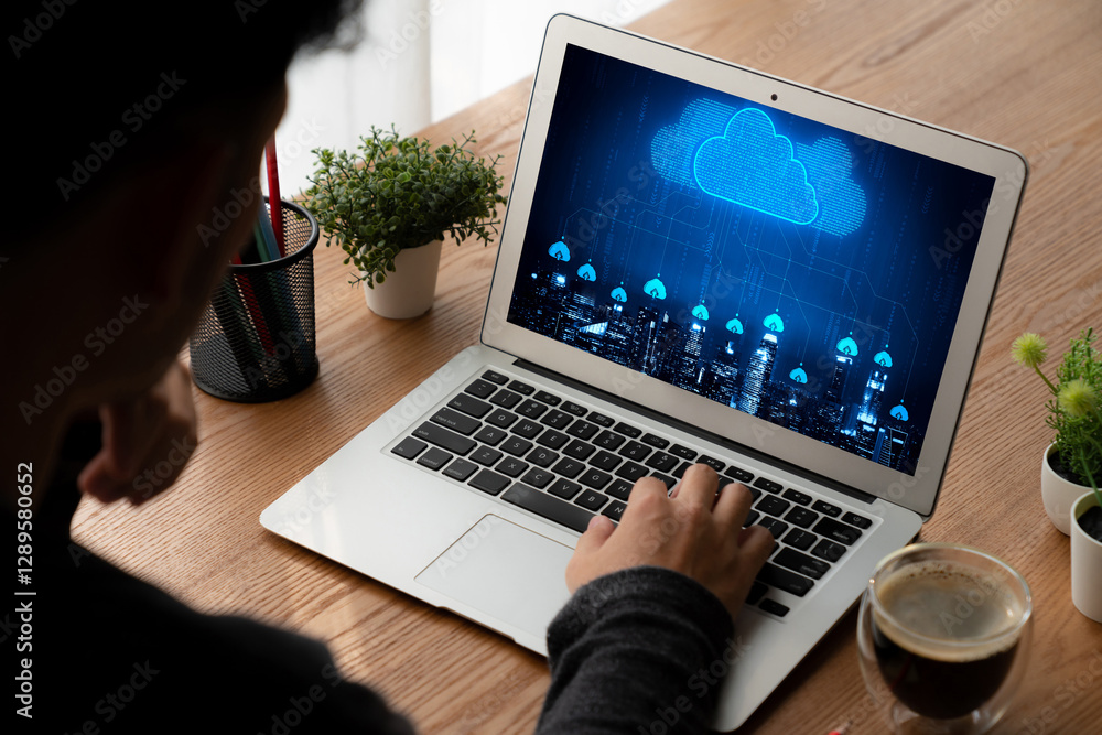 Poster cloud computing software for modish remote work and personal data storage