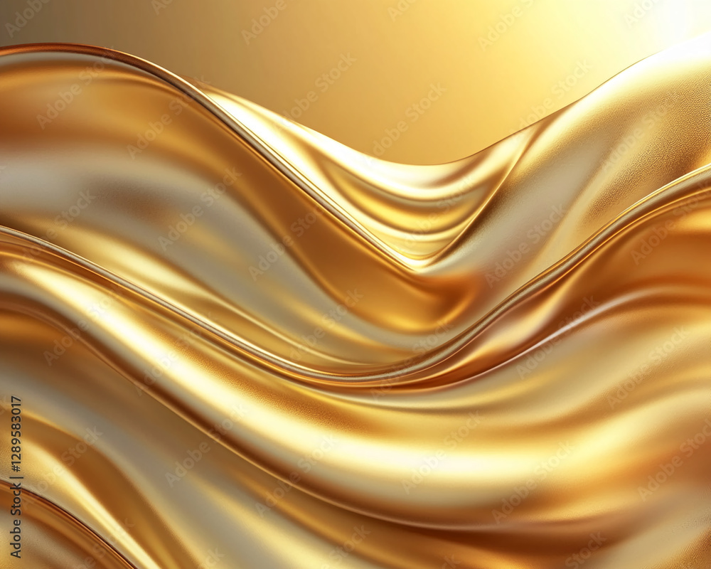 Aufkleber close-up of golden satin fabric with smooth, flowing curves, creating an elegant, luxurious texture 