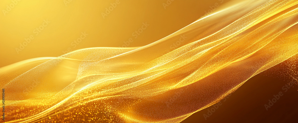 Poster golden fabric texture with shiny waves and soft light, representing luxury, elegance, or wealth. the