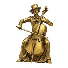 Obraz premium Elegant Antique Gold Musician Statuette on Transparent Background