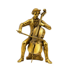 Fototapeta premium Elegant Antique Gold Musician Statuette on Transparent Background