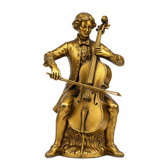 Obraz premium Elegant Antique Gold Musician Statuette on Transparent Background
