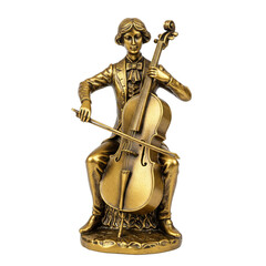 Fototapeta premium Elegant Antique Gold Musician Statuette on Transparent Background