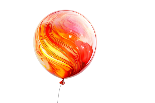 Colorful Red and Yellow Swirling Balloon on White Background