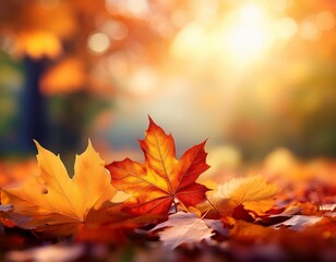 Fototapeta premium autumn leaves on the ground