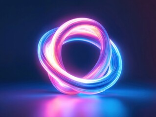 glowing abstract torus knot with neon lights