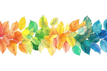A vibrant autumn web banner featuring a rainbow colorful fall leaves, designed as a Thanksgiving or seasonal header with natural tones
