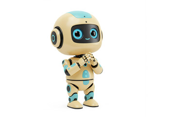 Cute Mini AI robot isolated on white background