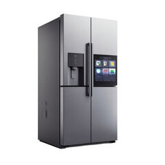 Futuristic High Tech Smart Refrigerator with Touch Isolated on Transparent Background