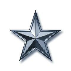 Obraz premium 3D silver metallic star with a realistic reflective surface symbolizing prestige, ranking, and modern elegance
