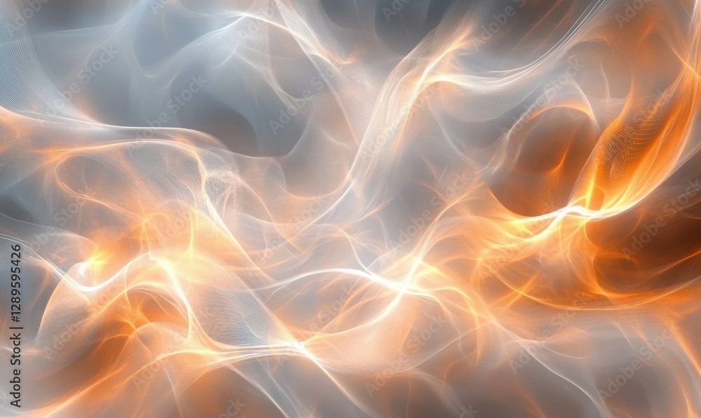 Poster abstract artistic patterns of soft glowing lines and shapes, symbolizing fluidity, creativity, and d