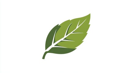 Fototapeta premium A green leaf symbol in a simple style, with a white background. Set of leaf symbols. Nature symbol, vector illustration of a leaf.