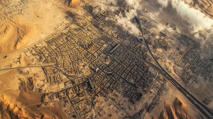 Fototapeta premium A photograph taken from high above the city of Riyadh in Saudi Arabia.