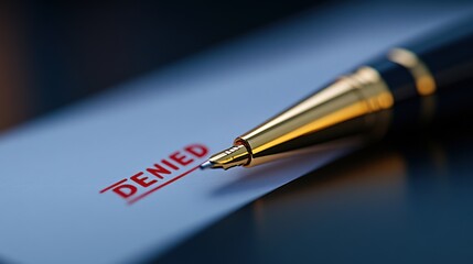 denied stamp with pen on paper