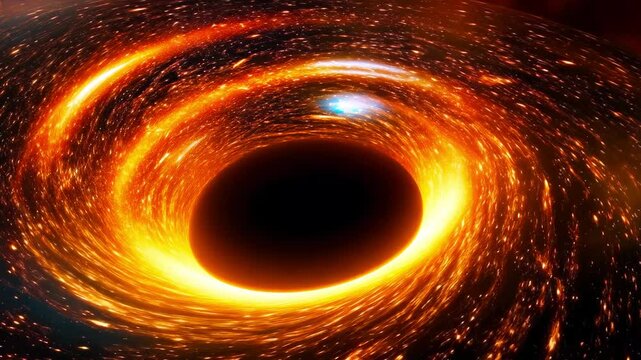 Fiery Accretion Disk Around a Black Hole Slow Motion - Made with Generative AI
